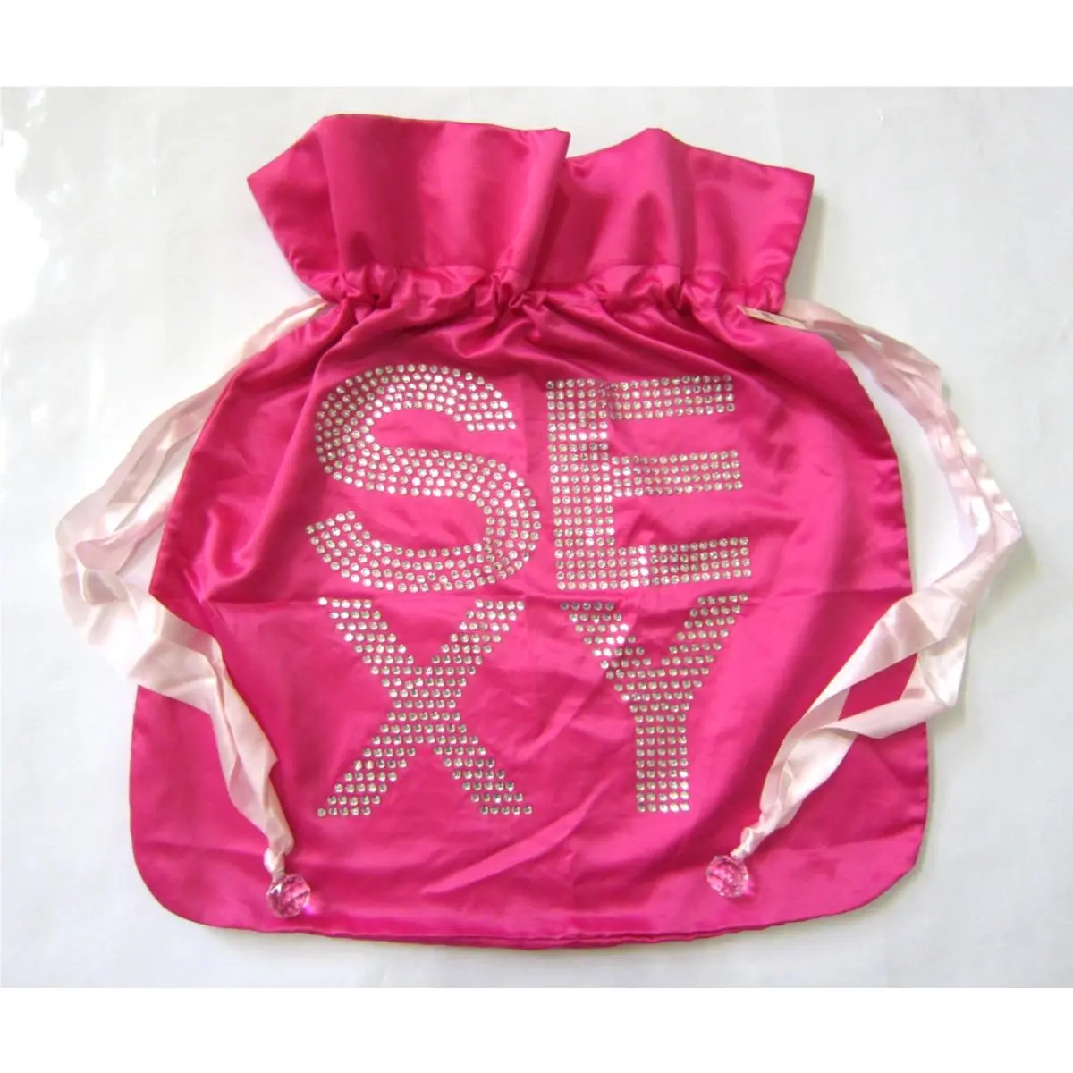 Victoria's Secret  bag   - s: Red, Raspberry Hot Pink silver stone vintage silky, Exterior: Red +Pink, Lining: Pink 15