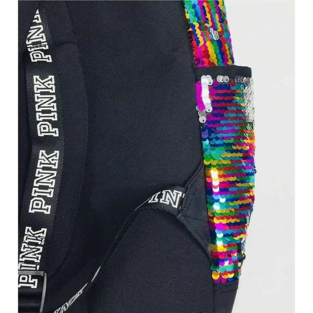 Victoria's Secret  bag  campus - Multi color logo padded laptop water bottle pocket, Exterior: Black 17
