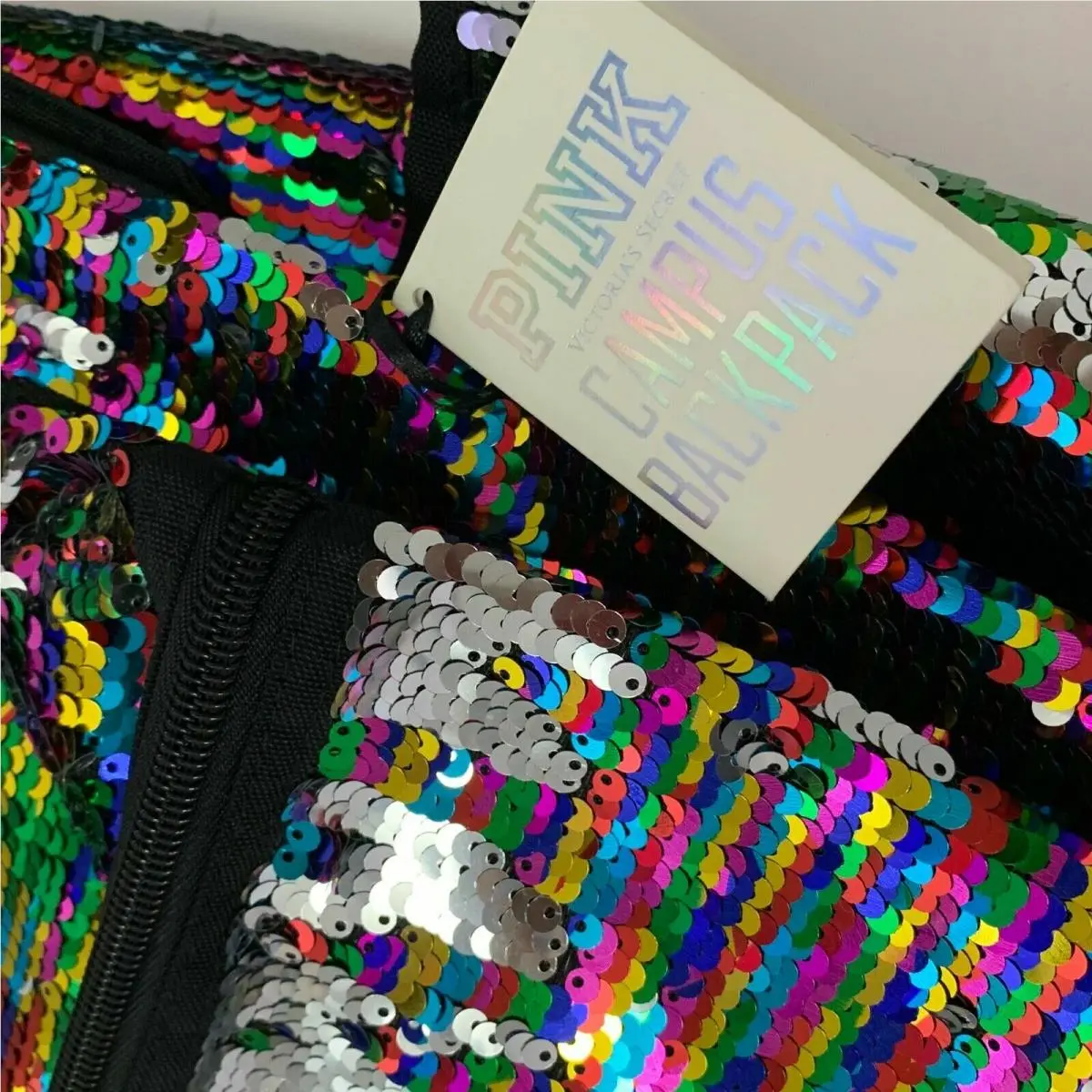 Victoria's Secret  bag  campus - Multi color logo padded laptop water bottle pocket, Exterior: Black 18
