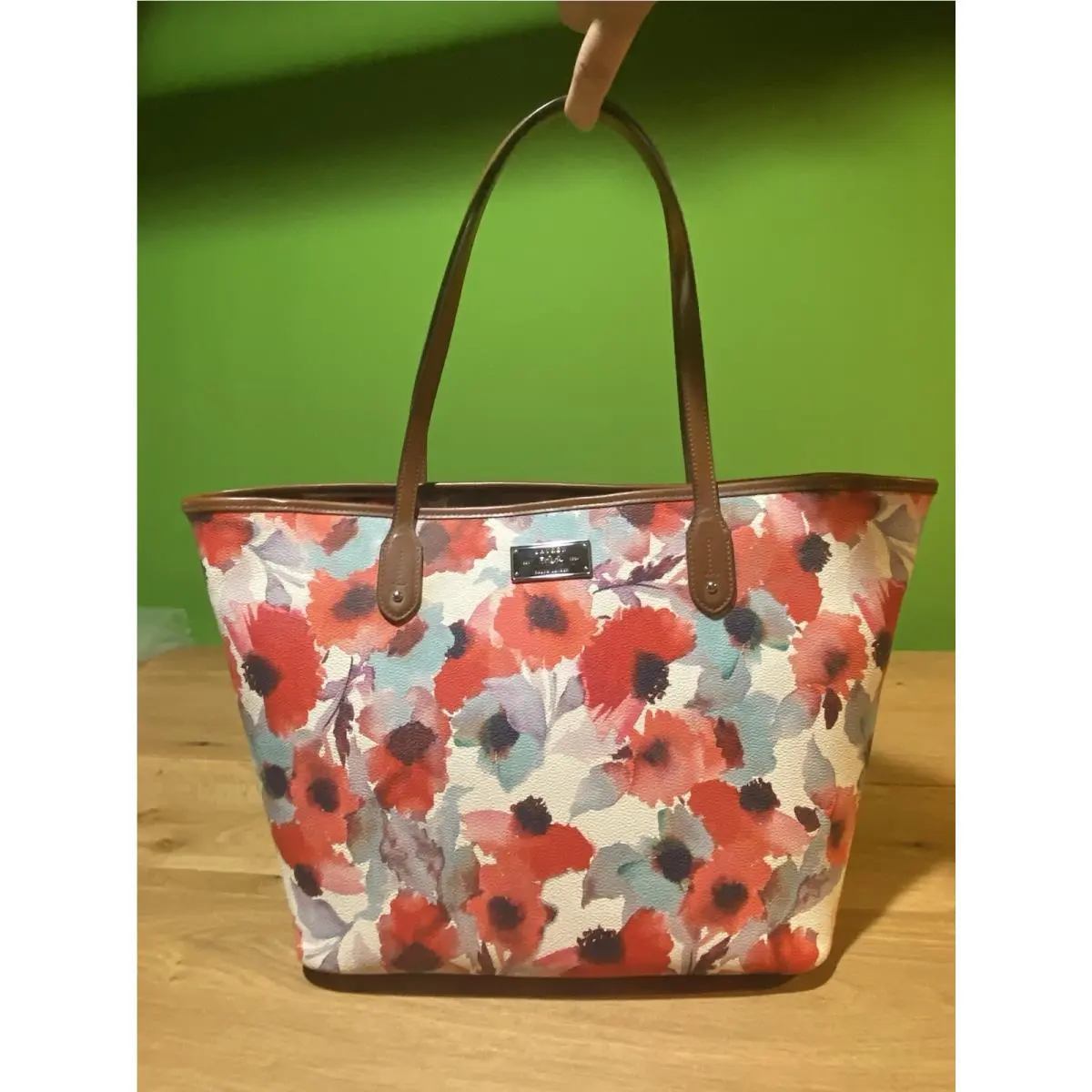 Rll Red Floral Shoulder Bag L Designer Tote Women`s Purse by Ralph Lauren