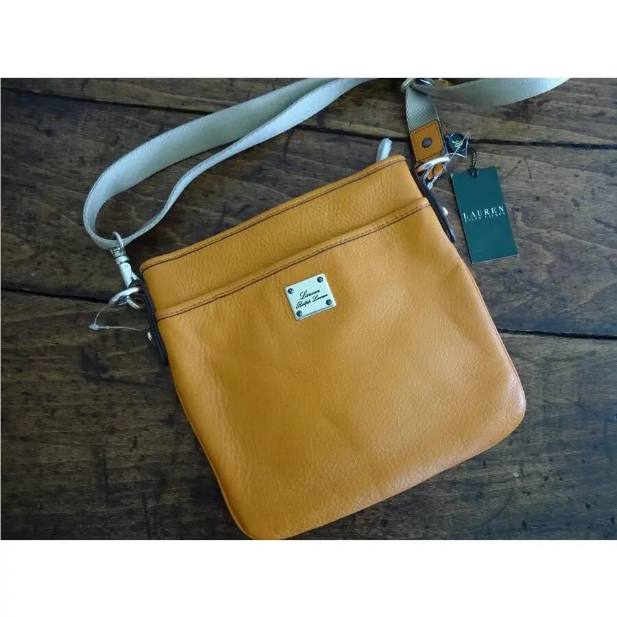 Stockbridge Buttery Tangerine Orange Leather Crossbody Bag by Ralph Lauren