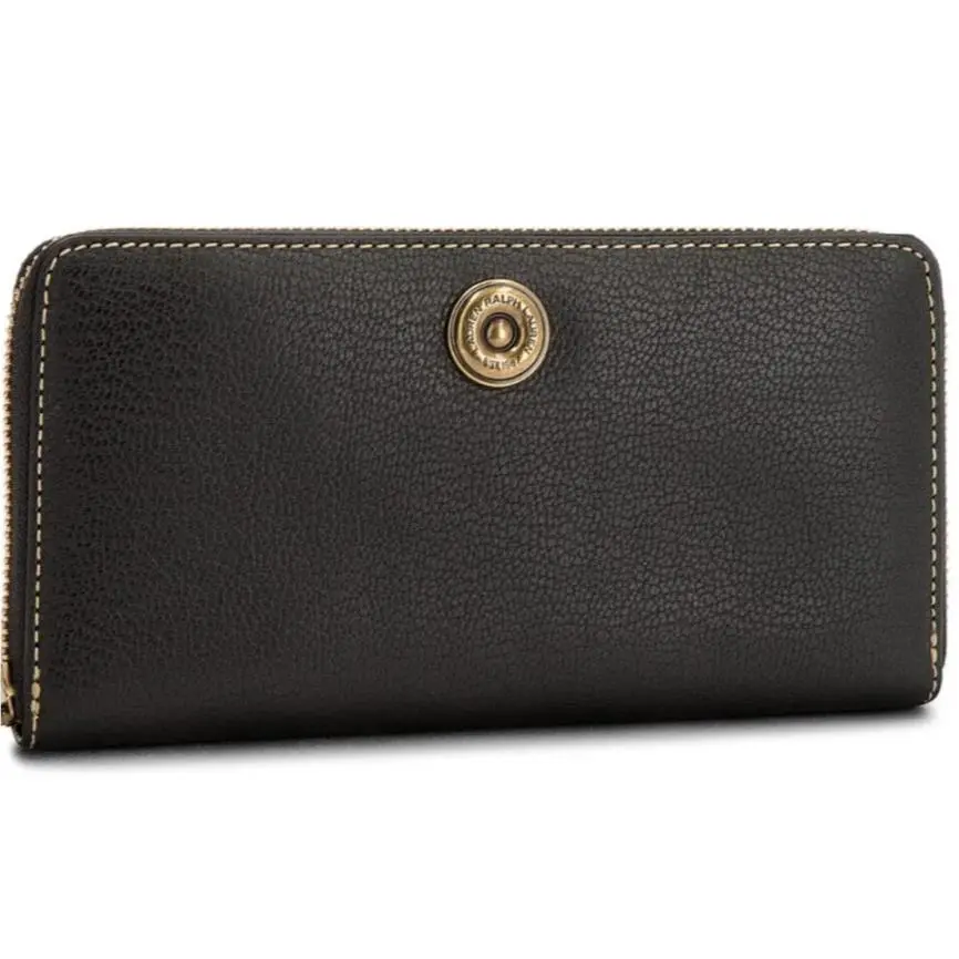 Millbrook Wallet Pebbled Leather Black Brass by Ralph Lauren