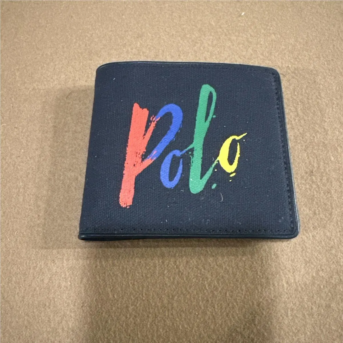 Polo Ralph Lauren Men’s Wallet Bifold Painted Canvas Polo Logo Navy