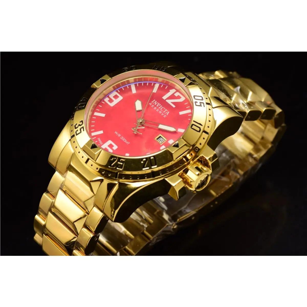 Invicta Men`s 50mm Reserve Excursion Red/gold Tone Swiss Movt. Quartz Watch