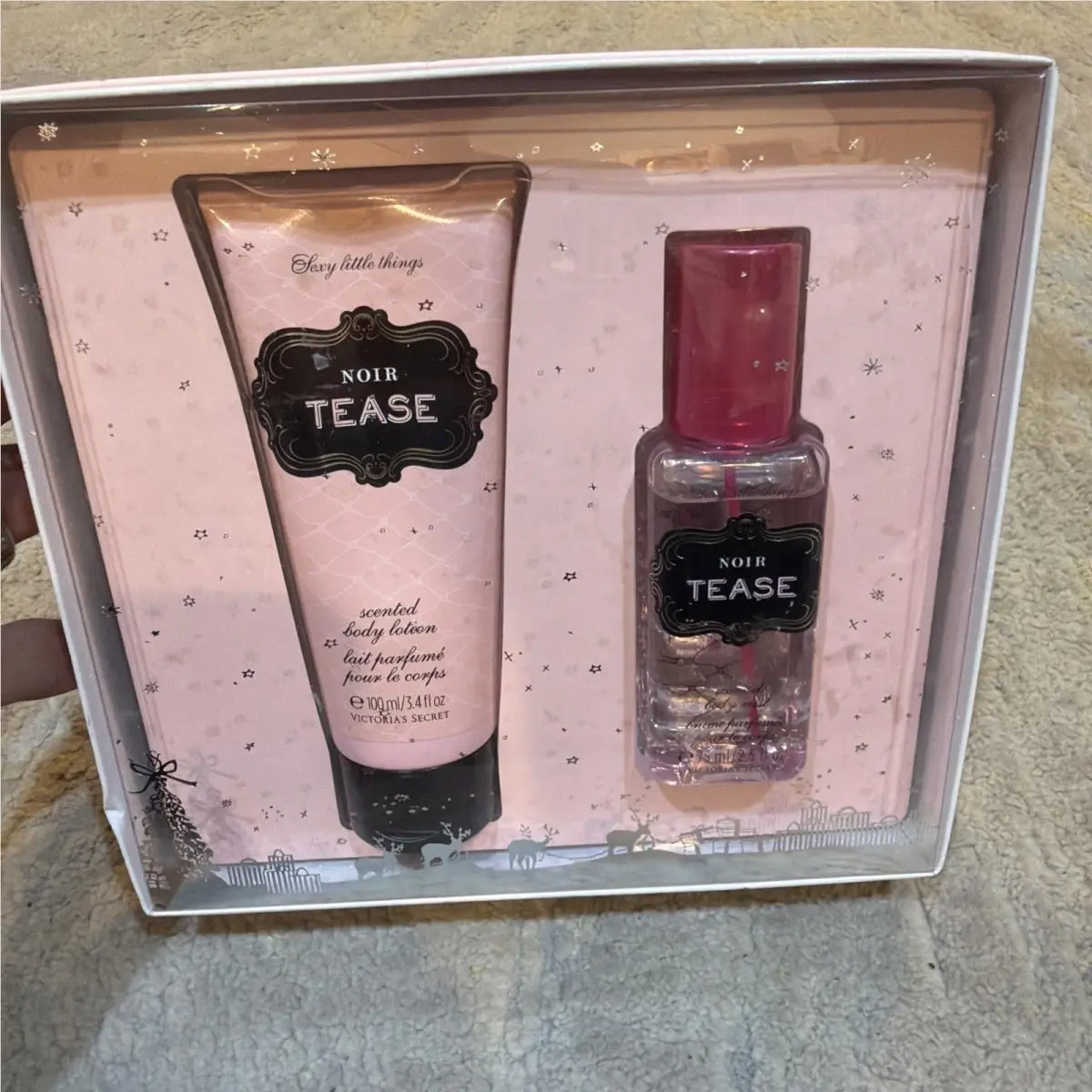 Victoria`s Secret Noir Tease Scented Body Mist 2.5 fl oz + Scented Body Lotion by Victoria's Secret