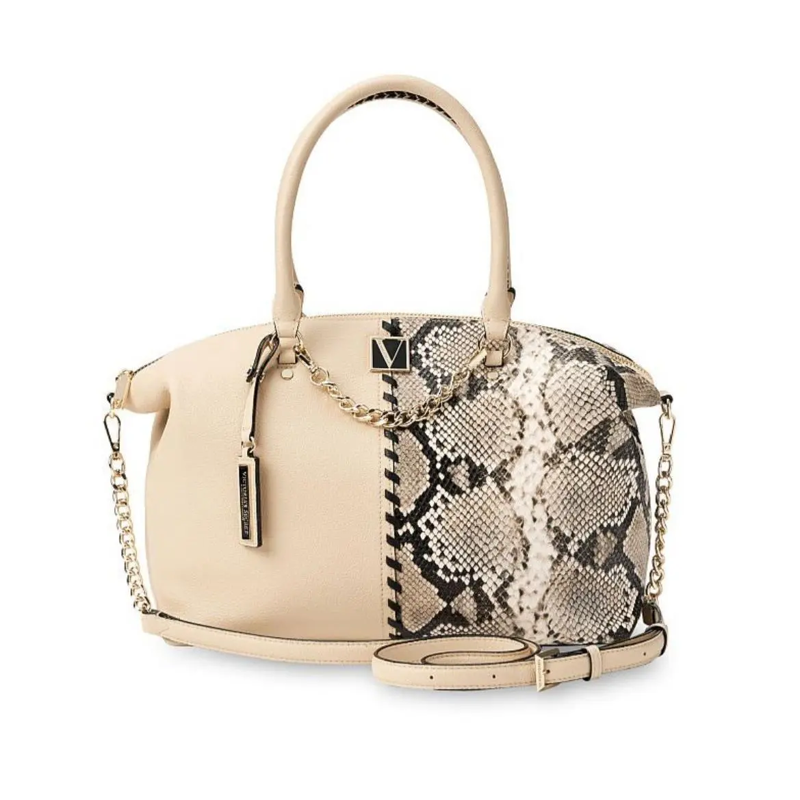 Victoria`s Secret Shoulder Hand Bag Slouchy Satchel Sand Python Medium W/zipper by Victoria's Secret