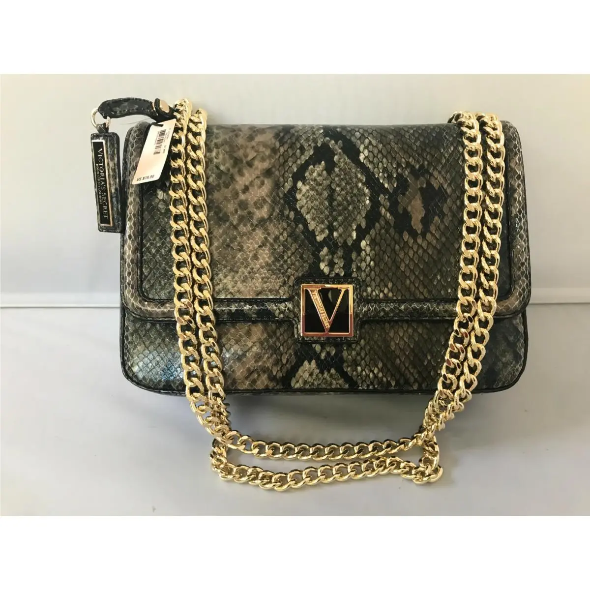 Victoria`s Secret Snakeskin Print Leather Crossbody Satchel Bag Purse 78 by Victoria's Secret