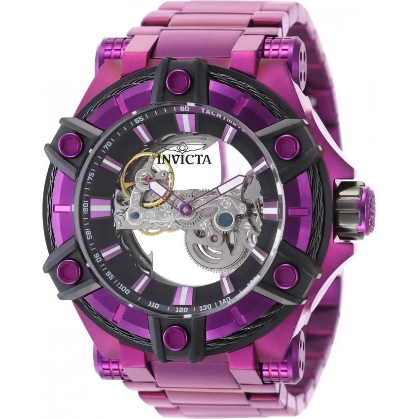 Invicta Bolt Phantom Men`s Automatic Watch 52mm Purple/skeleton Dial 50785