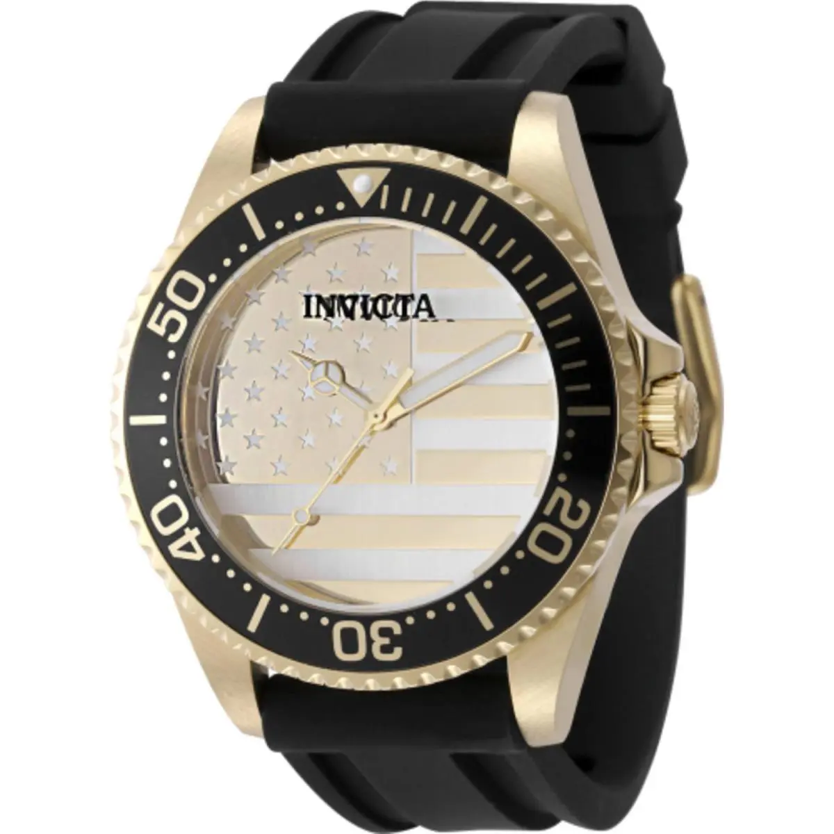 Invicta Men`s Watch Pro Diver Quartz Gold and Silver Dial Silicone Strap 50419