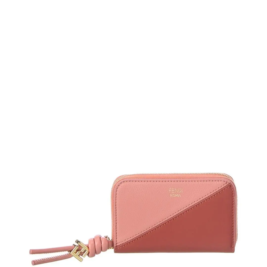 Ff Diamonds Zipper Around Mini Leather Wallet Women`s Pink by Fendi