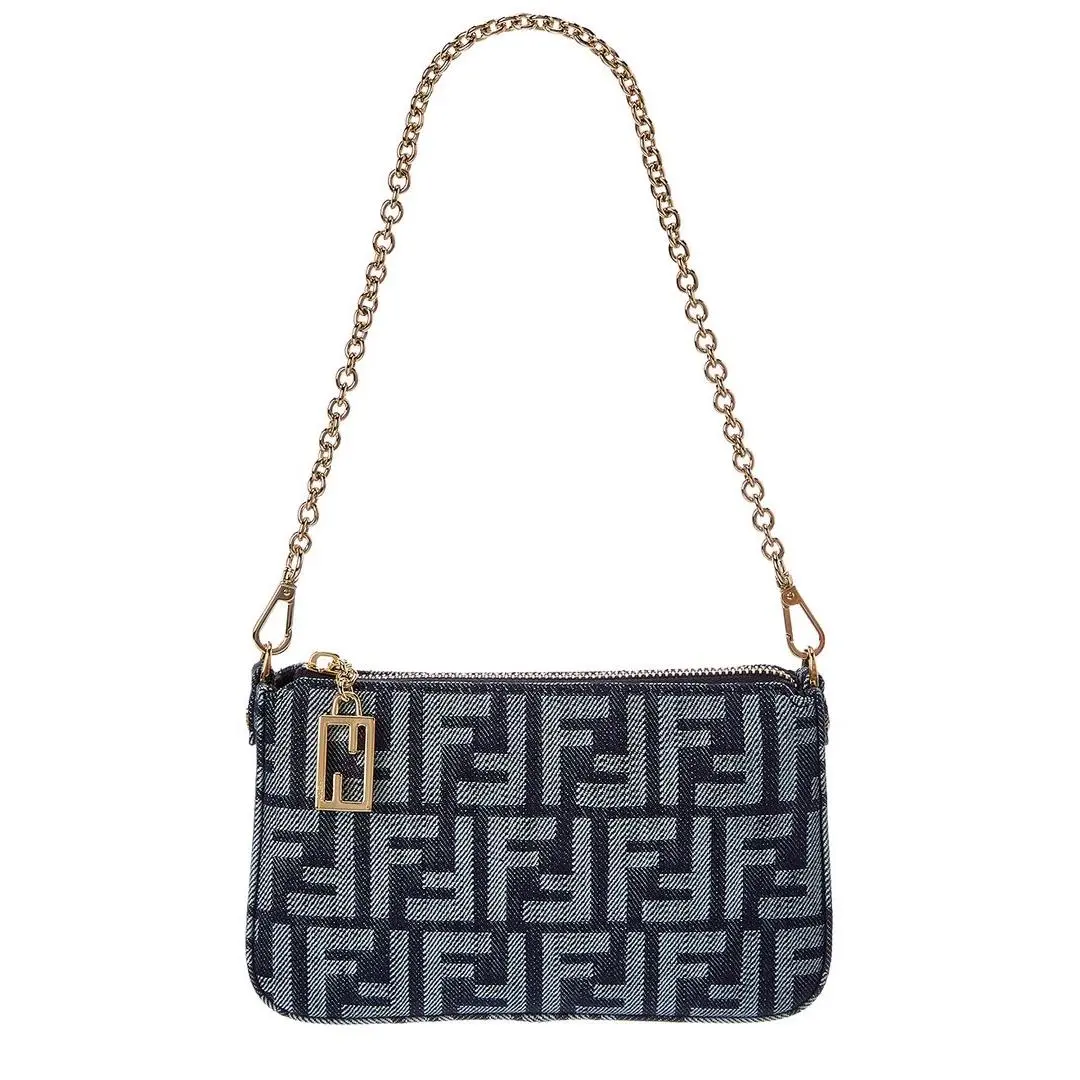 Baguette Denim Pouch Women`s Blue by Fendi