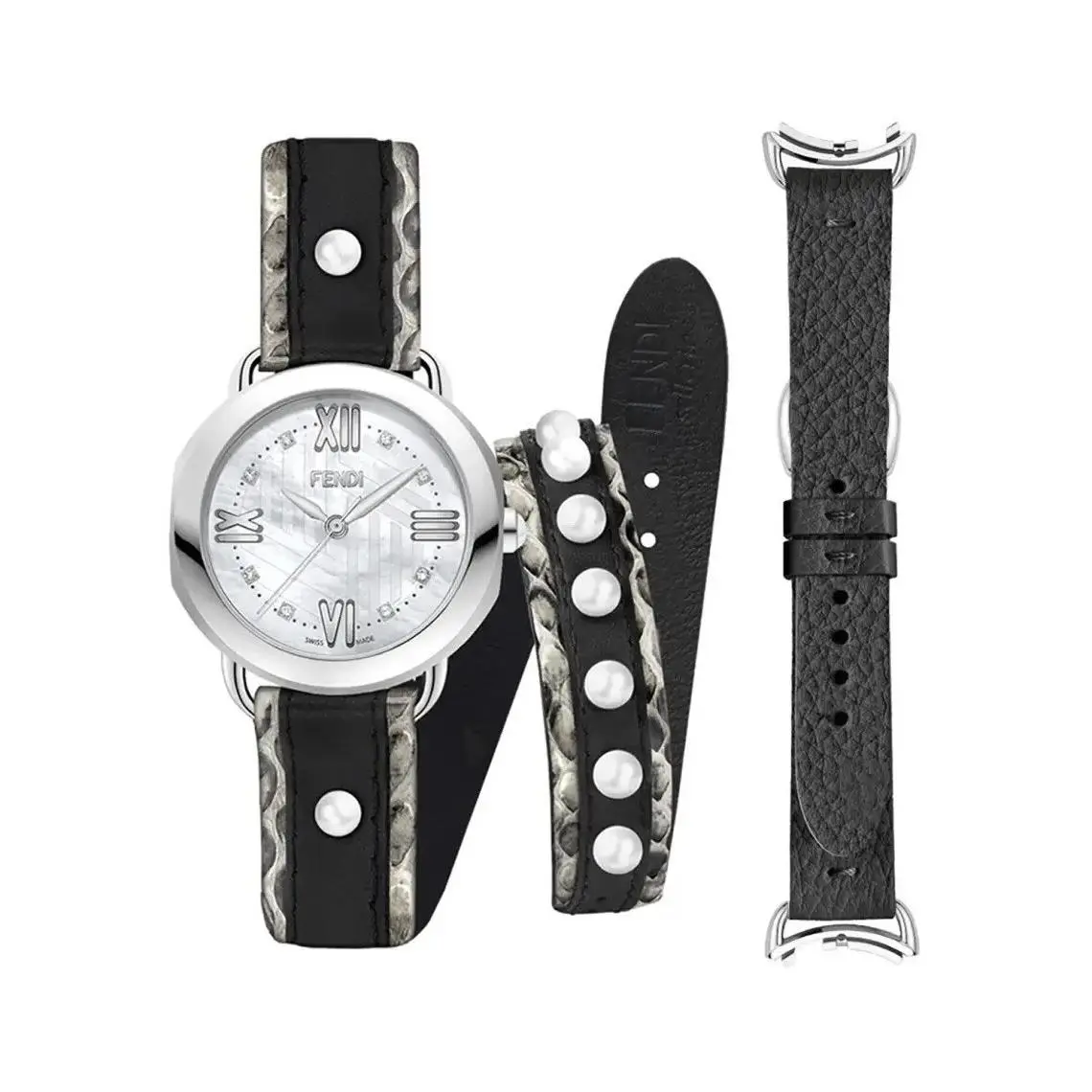 Selleria Watch Mother Of Pearl Set with Diamonds FOW526 by Fendi
