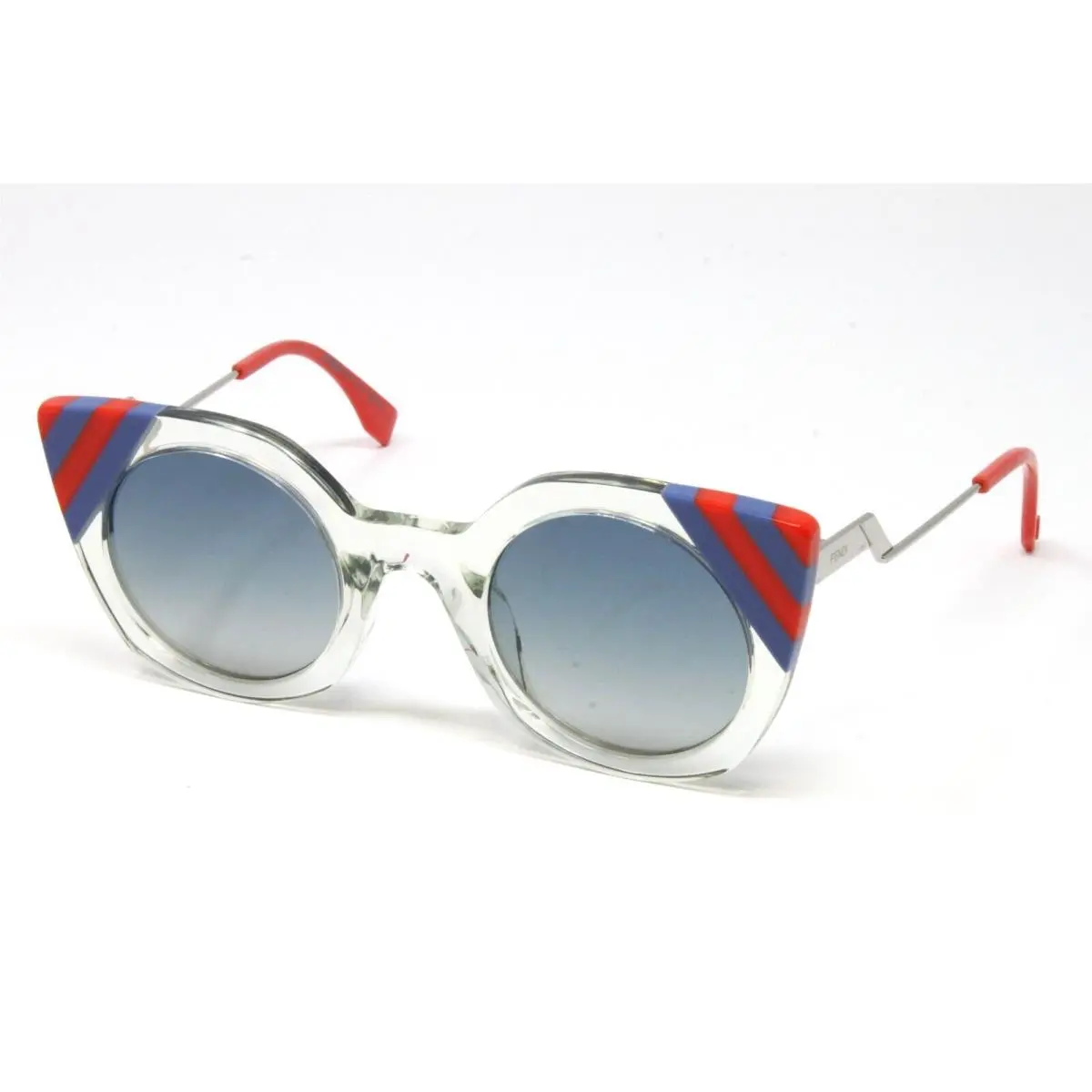 Sunglasses FF0240S-1ED Clear Blue Red 47mm Gray Lens Round Plastic Frame by Fendi