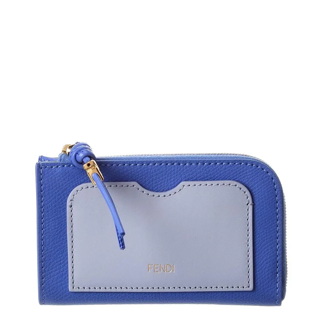 Ff Diamond Leather Coin Purse Women`s Blue by Fendi