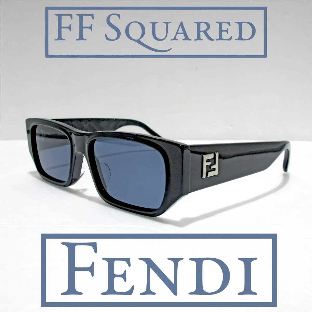 FF Squared FE40144F 01V Sunglasses Men`s Black Square Blue Lens Rxable 145 by Fendi