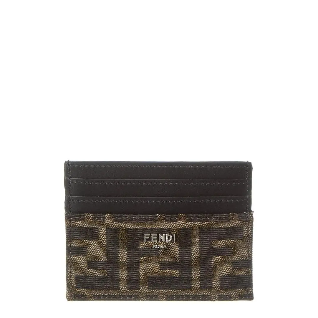 Ff Leather Card Holder Men`s Brown Os by Fendi