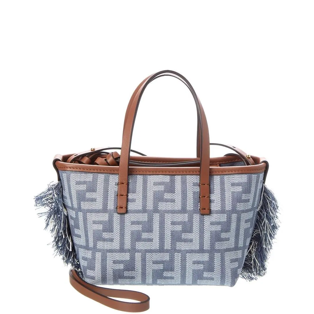 Roll Mini Ff Denim Leather Tote Women`s Blue by Fendi