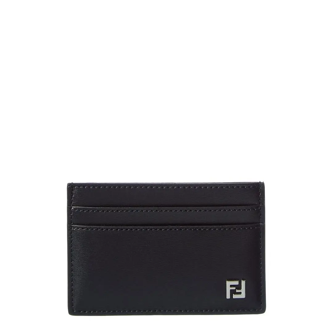 Ff Squared Leather Card Holder Men`s Black Os by Fendi
