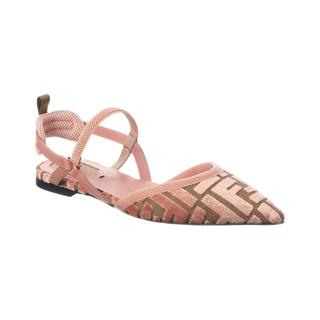 Colibri Lite Ff Jacquard Velvet Flat Women`s Pink 36 by Fendi