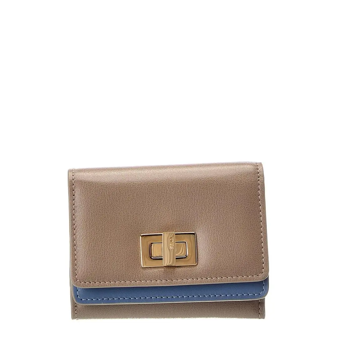 Way Small Leather Trifold Wallet Women`s Beige by Fendi