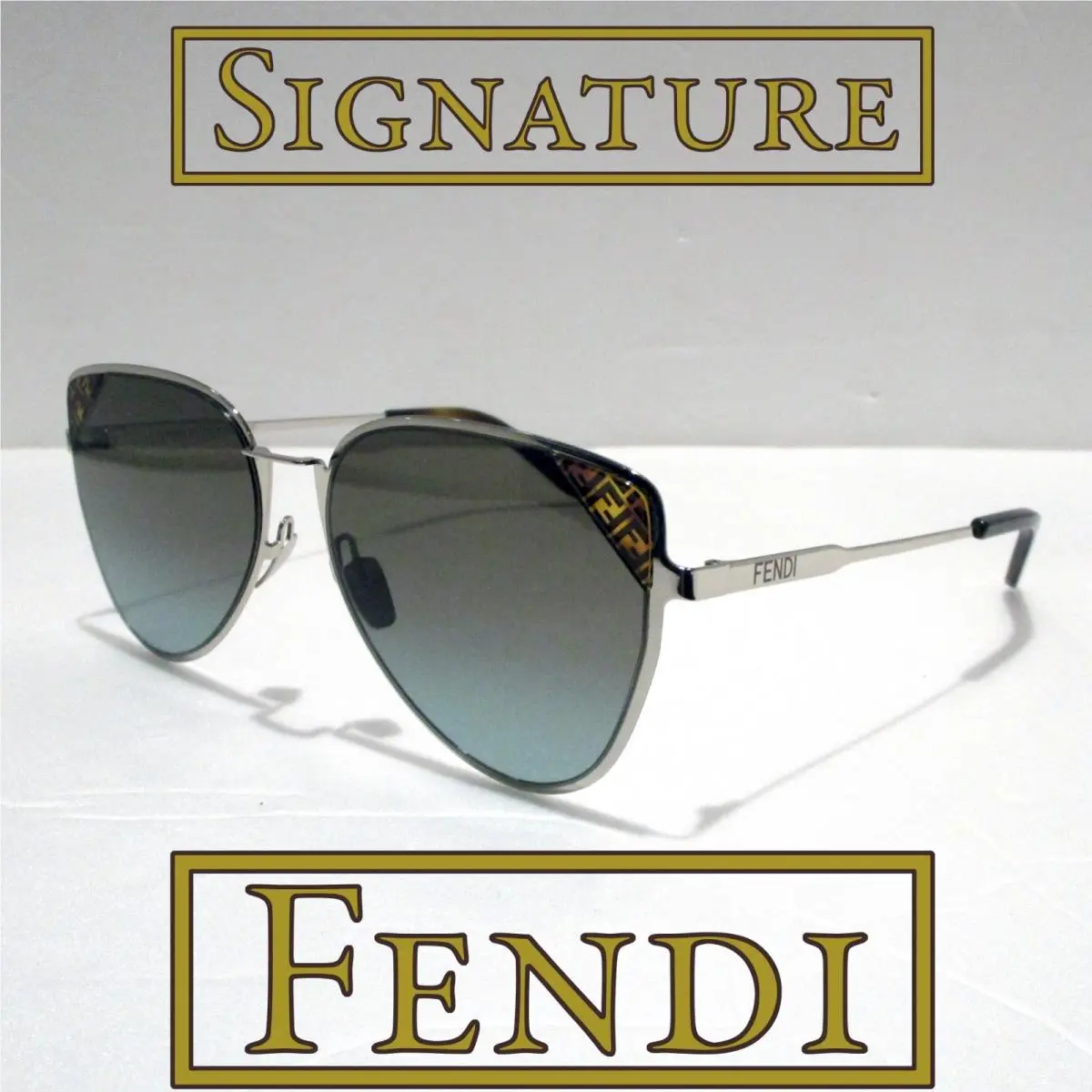 Signature FE40189U 16F Sunglasses Women`s Palladium Aviator Gradient Lens by Fendi