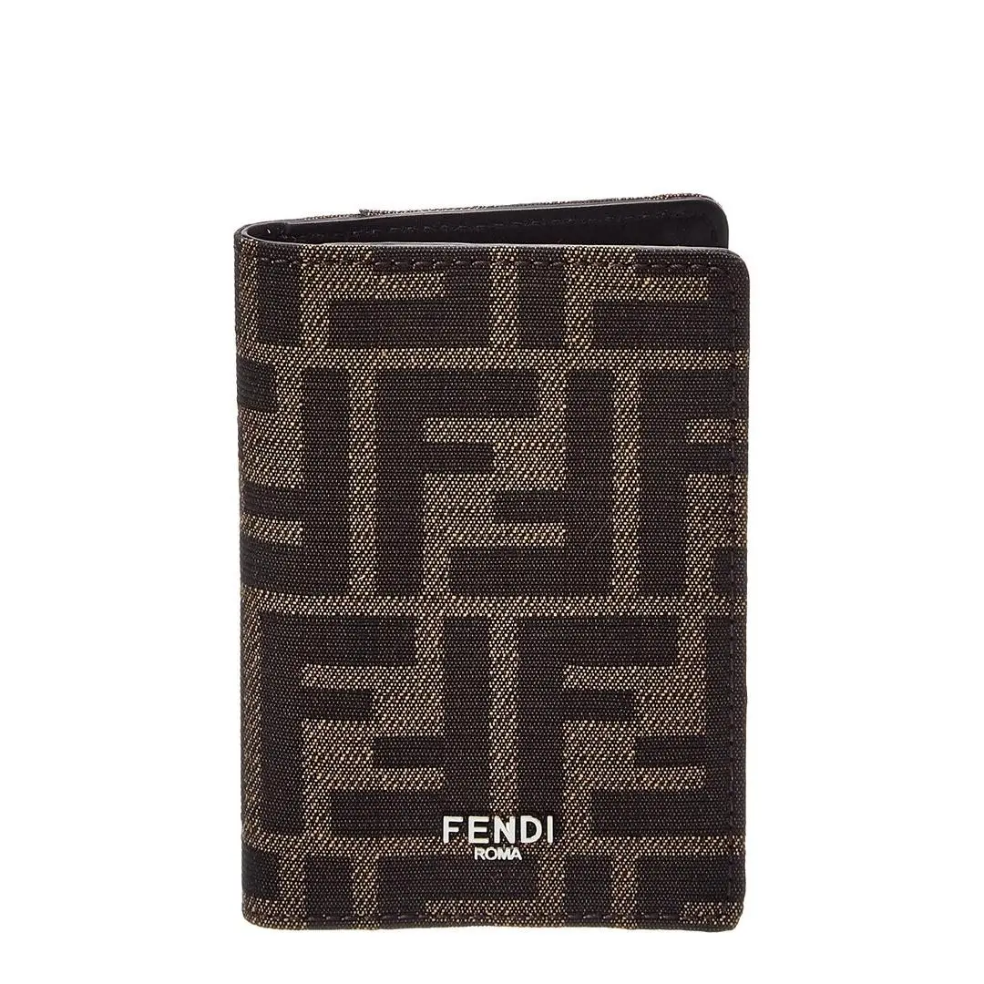Canvas Leather Wallet Men`s Brown Os by Fendi