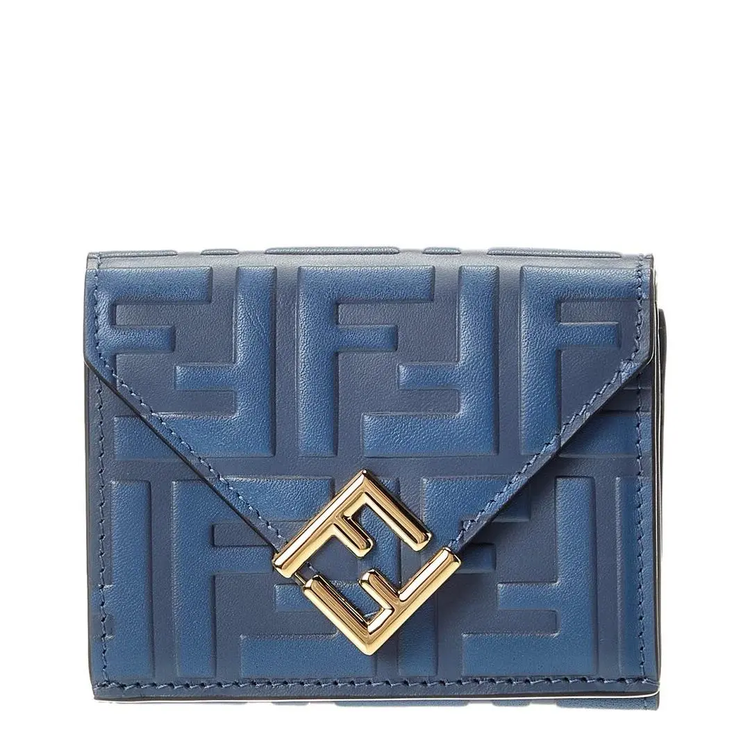 Ff Diamonds Leather Card Case Women`s Blue by Fendi