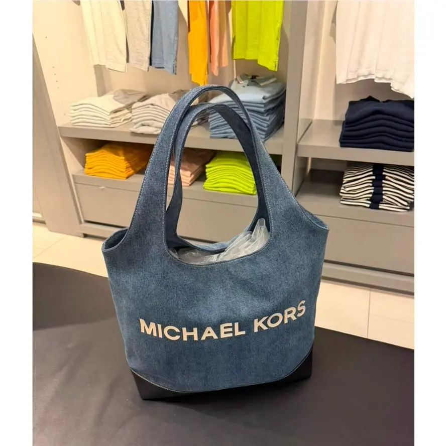 MK Cooper Men Medium Denim Shoulder Soft Tote Laptop Bag Handbag DARK BLUISH by Michael Kors