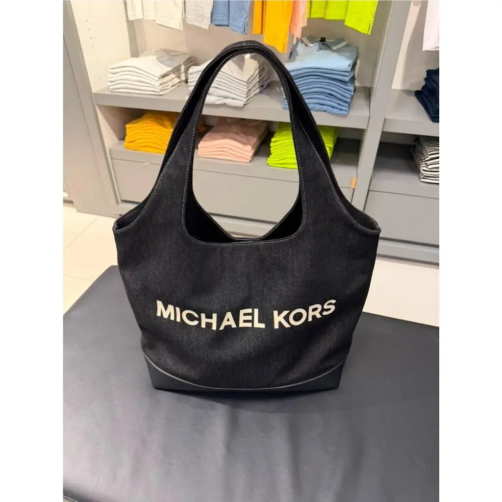 MK Cooper Men Medium Denim Shoulder Soft Tote Laptop Bag Handbag BLACK WASH by Michael Kors