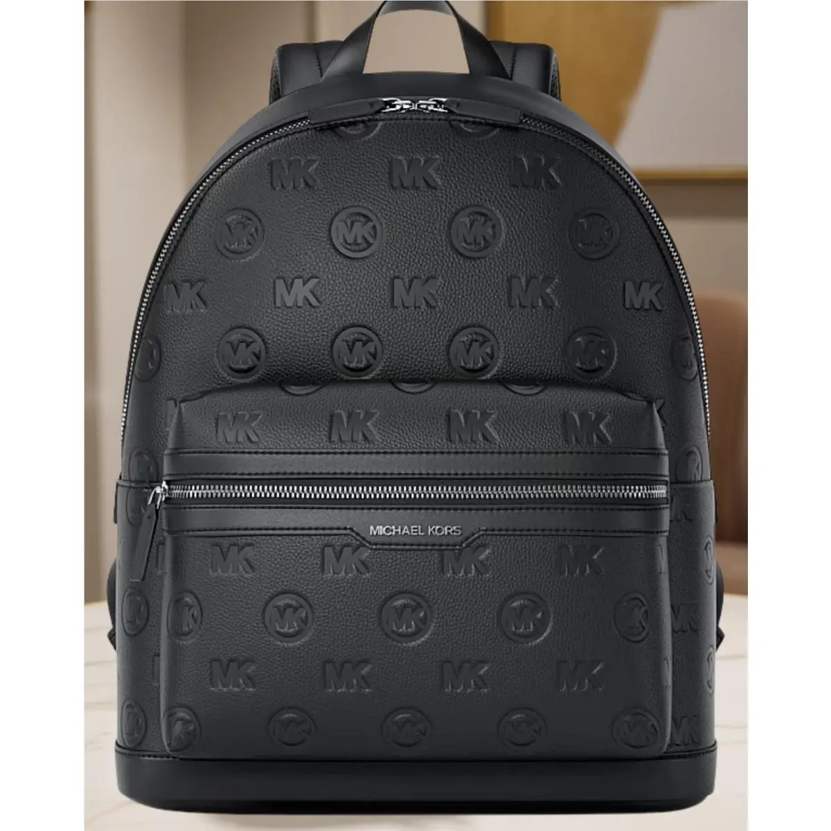 Cooper Medium PU Blend Logo Dome School Backpack Men Travel Bag MK BLACK by Michael Kors