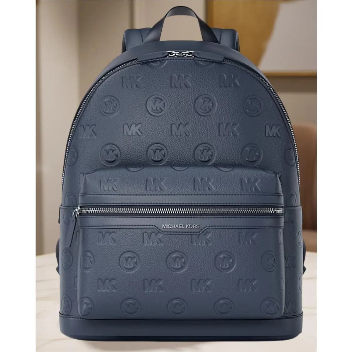 Cooper Medium PU Blend Logo Dome School Backpack Men Travel Bag MK NAVY by Michael Kors