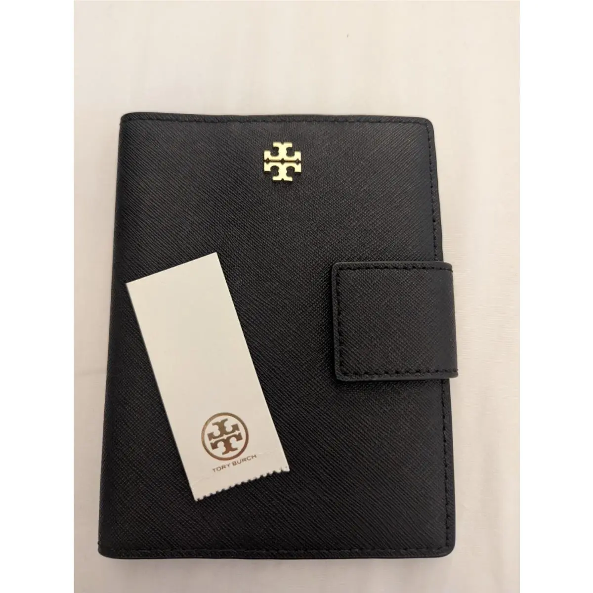 York Black Emerson Snap Passport Wallet Case by Tory Burch