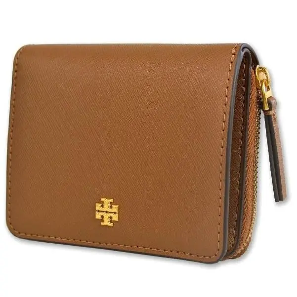 Emerson Mini Saffiano Leather Wallet in Moose 147606 by Tory Burch