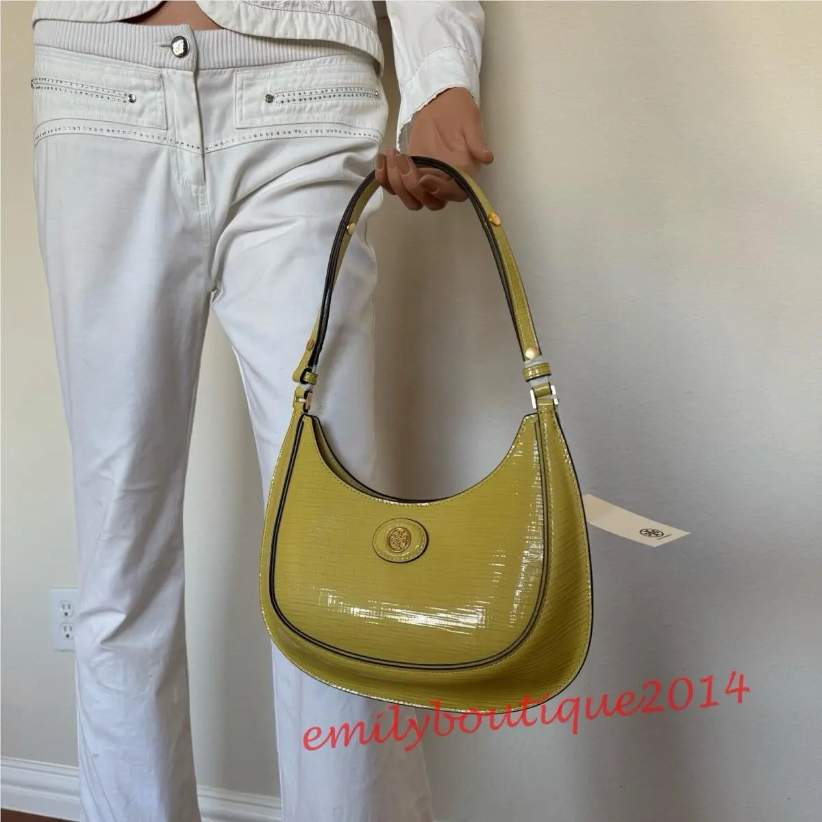 158509 Limited Edition Robinson Crosshatched Convertible Crescent Bag by Tory Burch