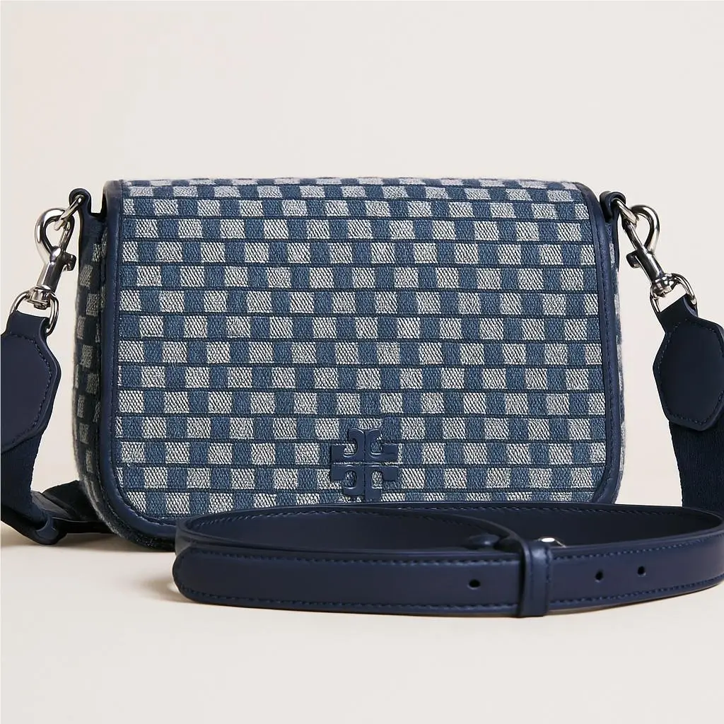 Thea Denim Flap Crossbody 162914 Denim/tory Navy by Tory Burch