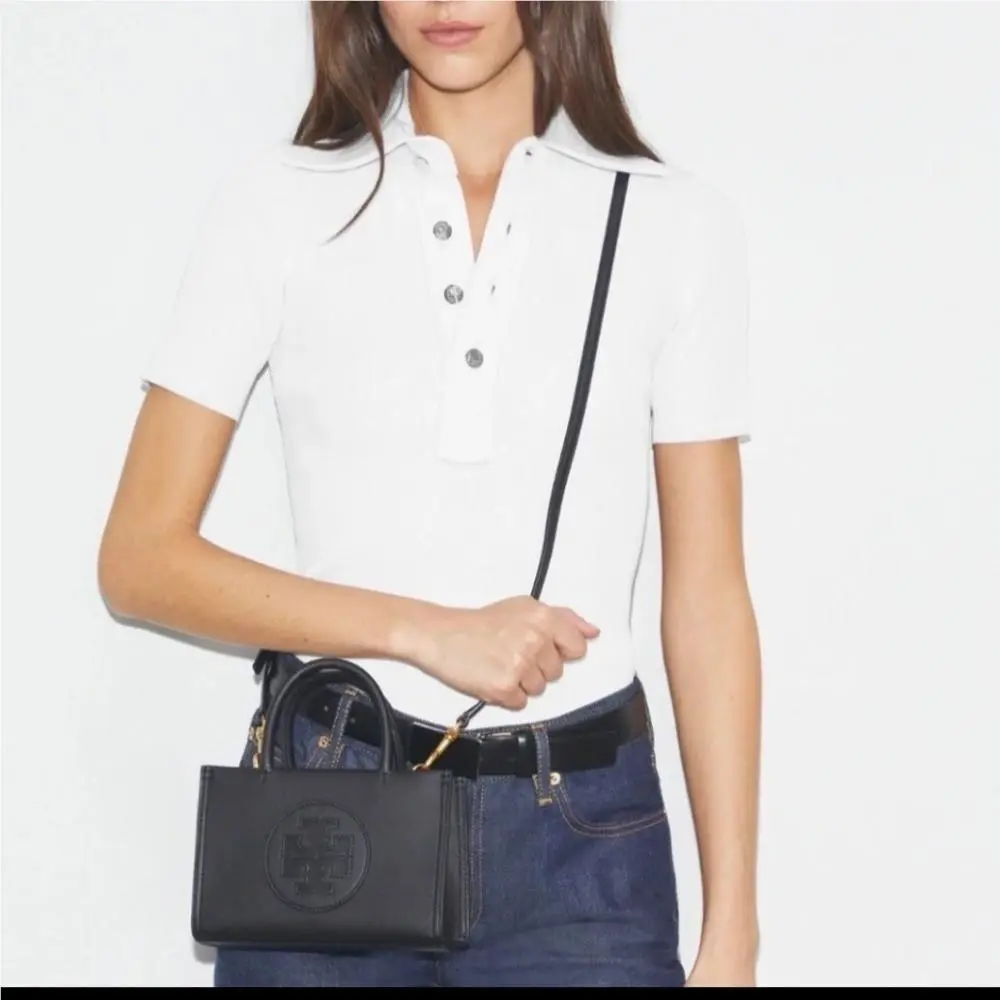 Ella Bio Mini Tote Black 145613 Crossbody Handbag Small Travel by Tory Burch