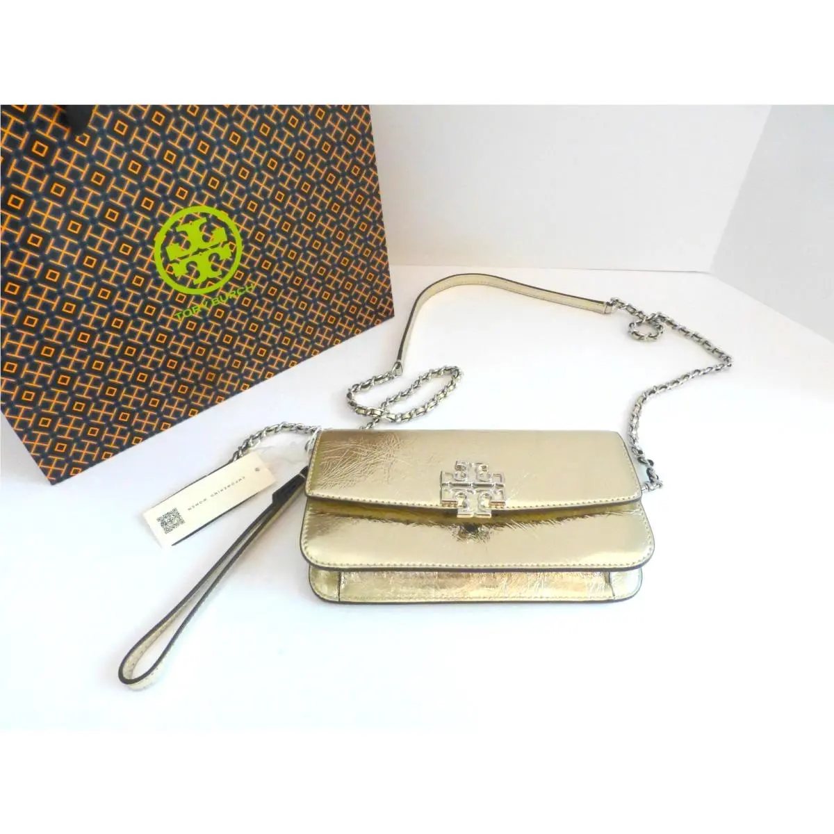 Britton Bag Multi Style Sparkle Gold Crossbody Wristlet Clutch by Tory Burch