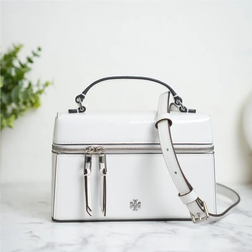 Rory Crinkle Vanity Bag Crossbody in Cirrus Cloud White by Tory Burch