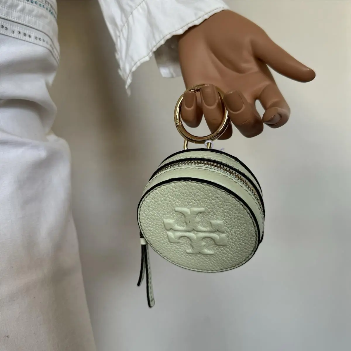 150410 Thea Coin Pouch Airpods Refined Pebble Leather Meadow Mist by Tory Burch