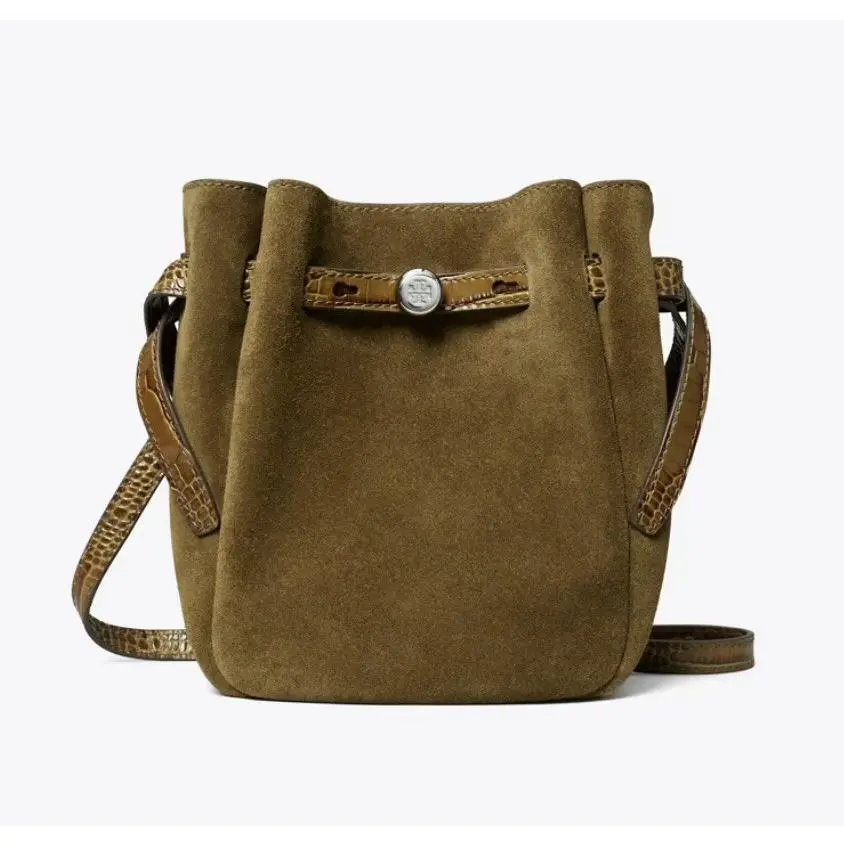 Small Romy Crossbody in Deep Olive Suede 174390 by Tory Burch