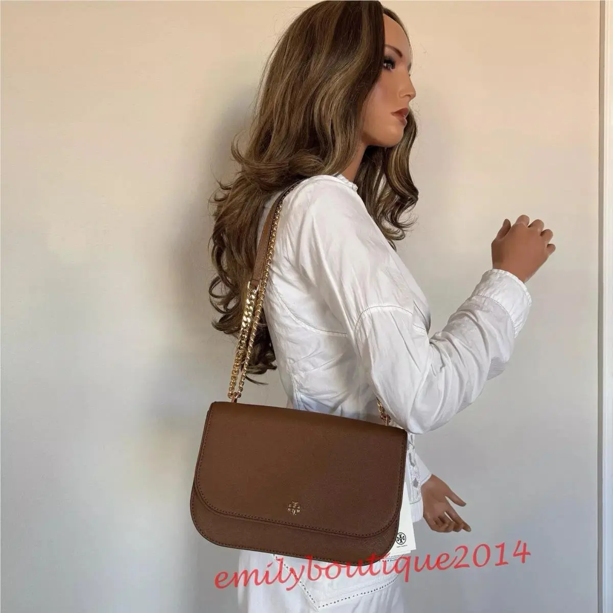147214 Emerson E/w Flap Adjustable Shoulder Bag Leather Crossbody by Tory Burch