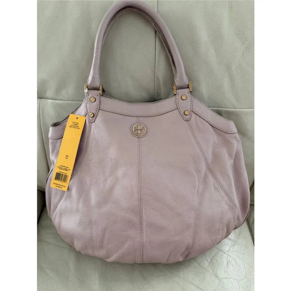 Dusty Rose Leather Shoulder Bag with Gold Hardware by Tory Burch