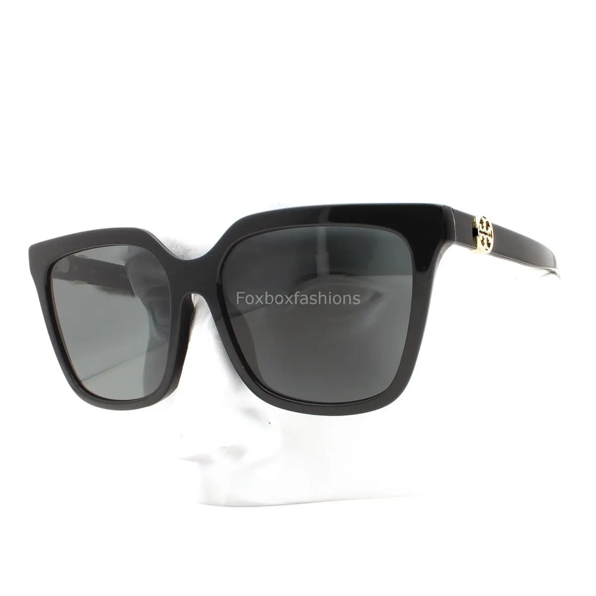 Sunglasses TY 7212D 1709/87 Polished Black Pale Gold Logo with Case by Tory Burch