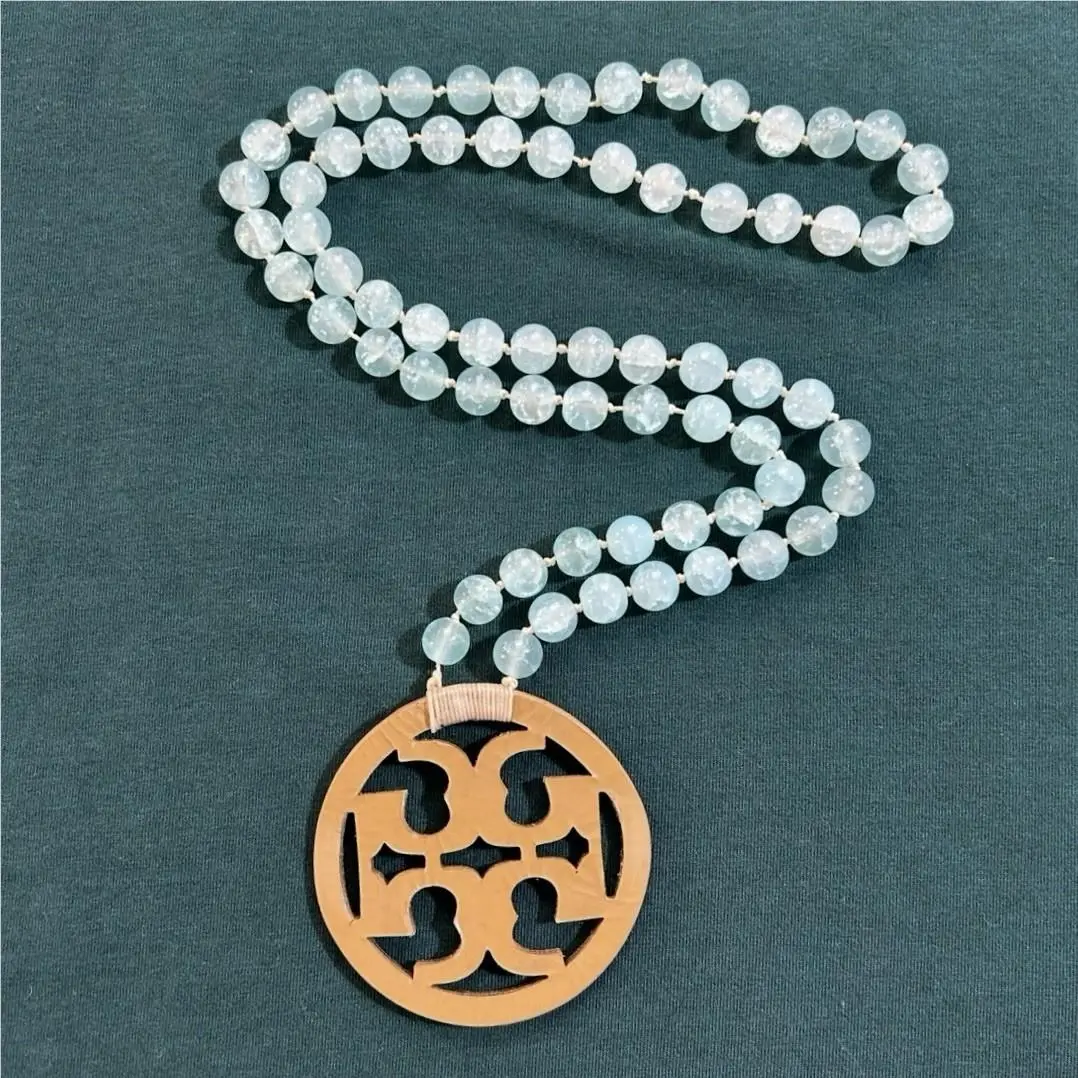 Statement Pendant Necklace Semi Precious Handmade Jewelry Sea Green by Tory Burch