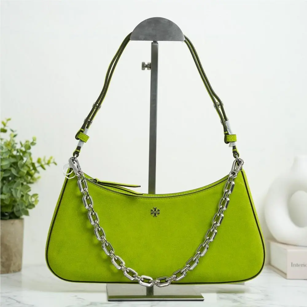 Rory Novelty Suede Shoulder Bag in Bitter Lime by Tory Burch