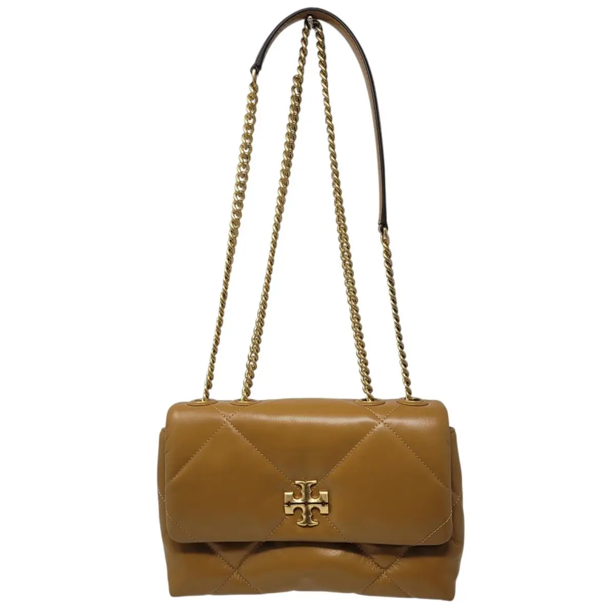 Women`s Kira Diamond Quilt Small Convertible Shoulder Bag Brown by Tory Burch