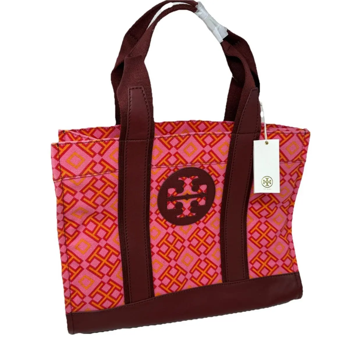 4 Print Tote Pink Orange Honeysuckle by Tory Burch
