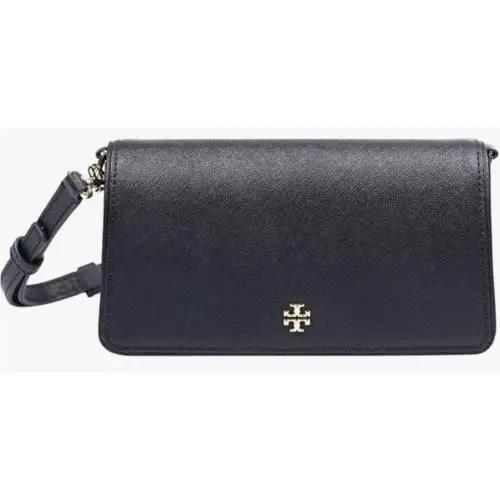 Emerson Saffiano Mini Crossbody Black Handbag by Tory Burch