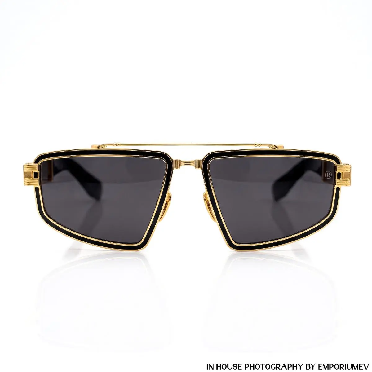 Men`s Titan Sunglasses Gold Black Dark Gray 59 18 130 V1 by Balmain