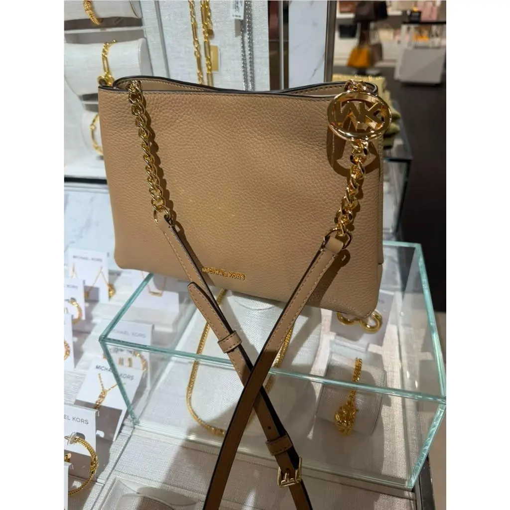 Christina Womens Small Handbag Shoulder Leather Crossbody Bag Camel by Michael Kors